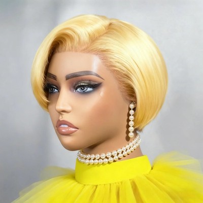 Pixie Cut Perücke Echthaar 13x4 Lace Front Perücken 8 Inch kurz Bob Perücken vorgezupft