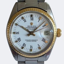 Rolex Datejust 6827 Vintage 31mm Automatic White Roman Dial Gold Bezel Oyster