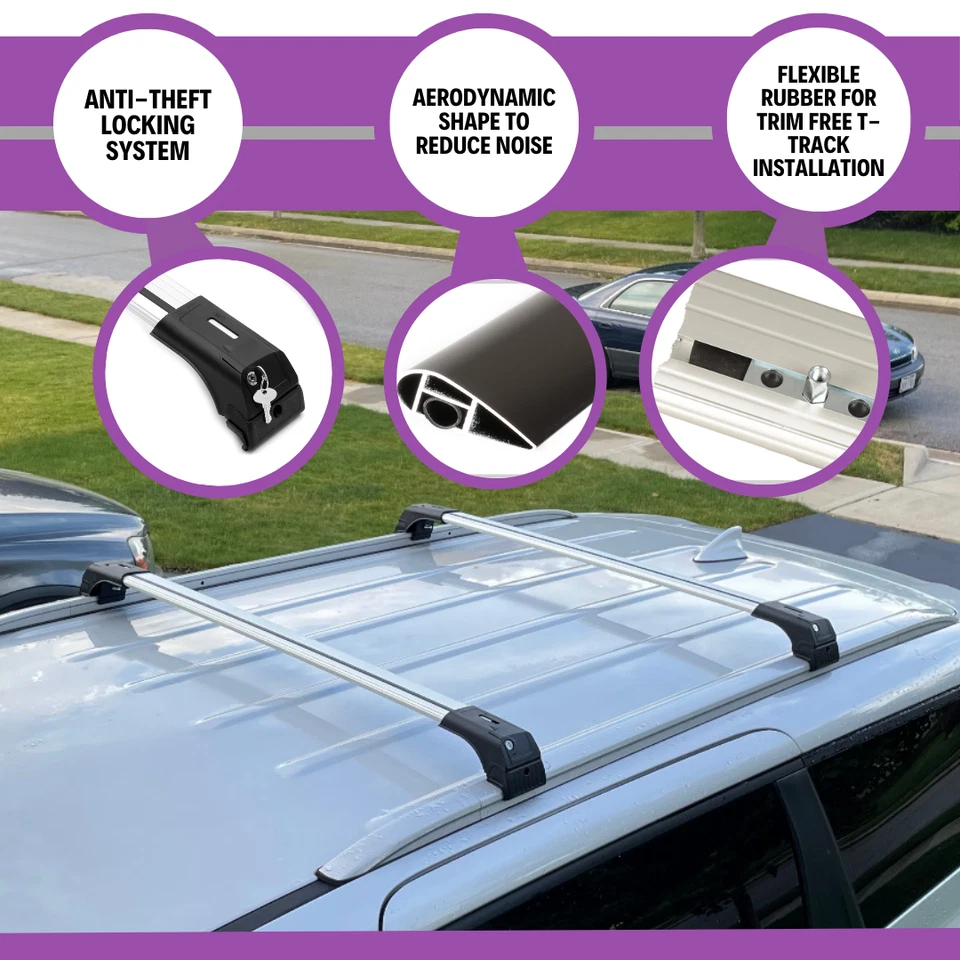 Fits Audi Q3 2019-2025 with Factory Rails 2PCS Roof Rack Cross Bars 165 LBS - Image 4 of 4