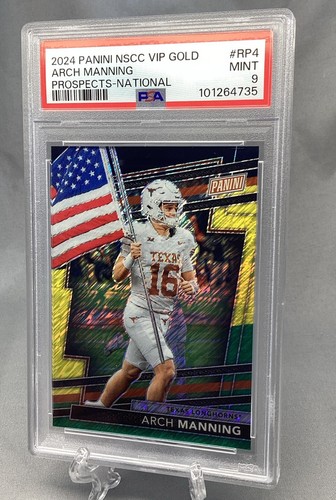 Arch Manning/44 2024 VIP Gold Pack Prospects SN Texas Longhorns PSA 9 SP - Imagen 3 de 8