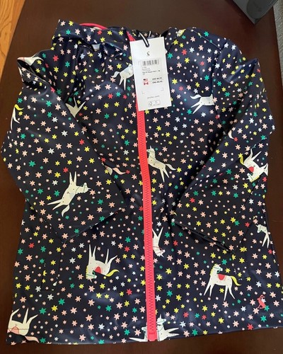 NWT Joules Girl 4 Unicorn Raincoat & backpack Navy - Picture 3 of 5