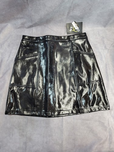 Art Class Girls Pink Metallic / Black Faux Leather A-Line Skirt - Multiple Sizes - Picture 2 of 9