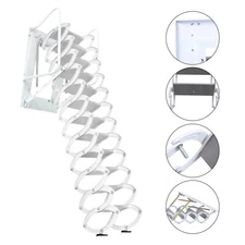 12 Step Wall Mounted Telescoping Loft Ladder Pull Down Folding Attic Stairs