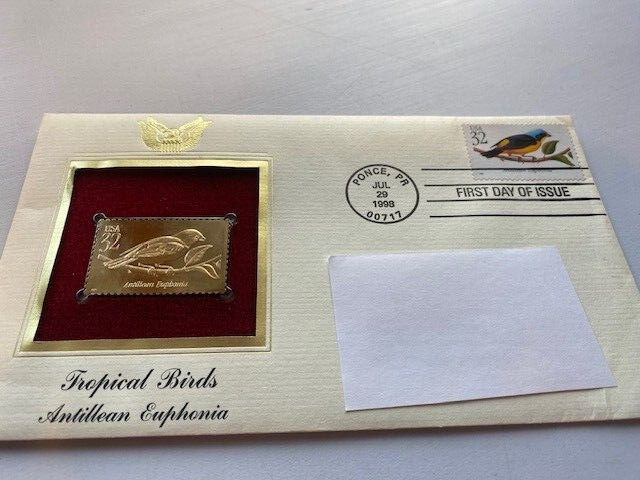 1998 Tropical Birds Antillean Euphonia Gold Cover Replica STAMP