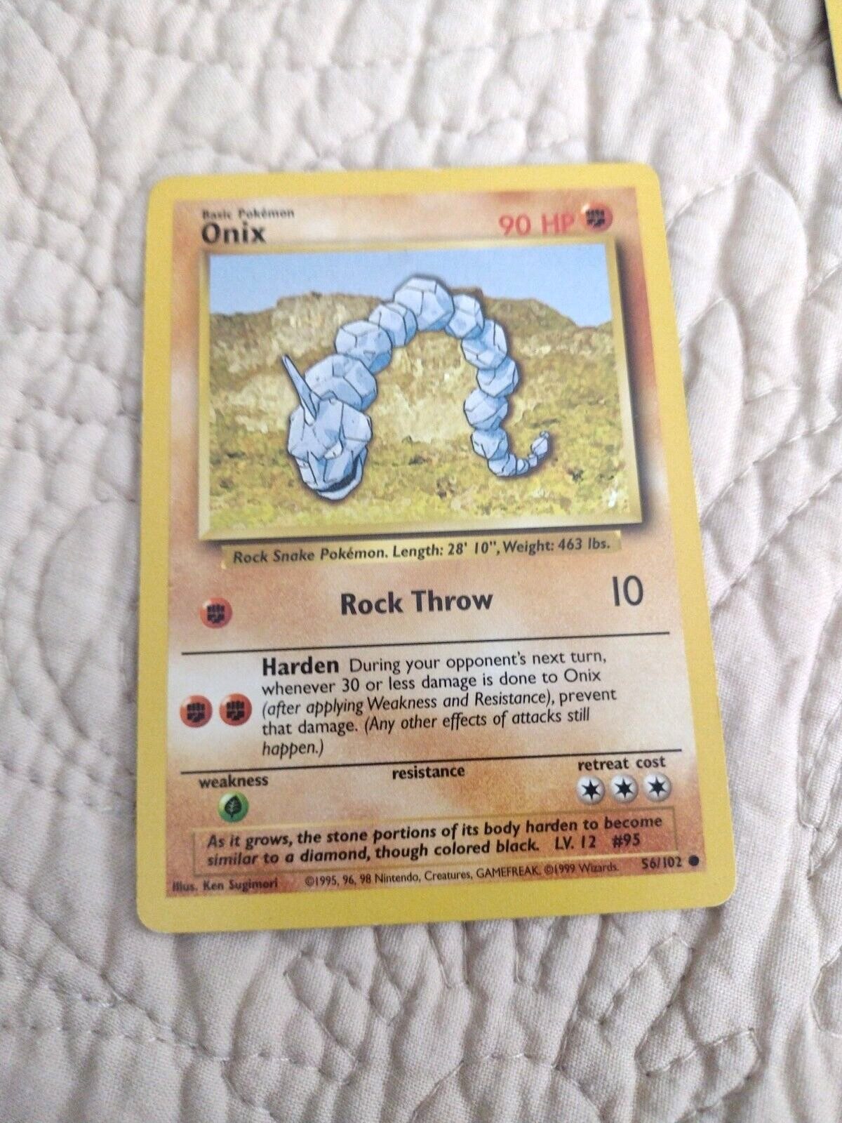 Onix Pokemon Card 1999 56/102 Base Set LP