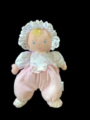 Eden Plush Baby Doll 13” Rattle Pink Stuffed Lovey Blonde Hair