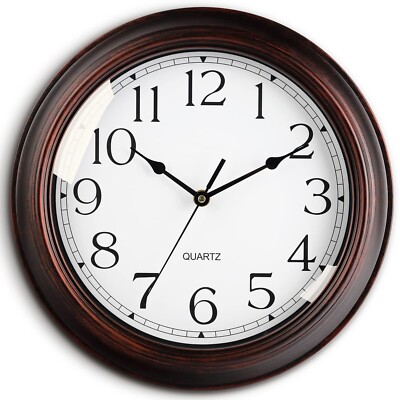 12-Inch Silent Non-Ticking Wall Clock – Gold Bronze, Battery Operated, Indoor/Outdoor (Retro Style)