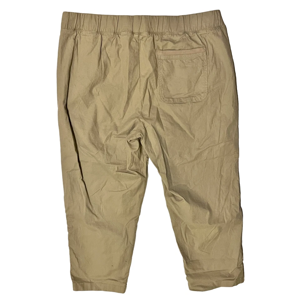 Dockers Linen Blend Ankle Pants Size 16 Beige Elastic Drawstring Waist Pockets - Image 3 of 4