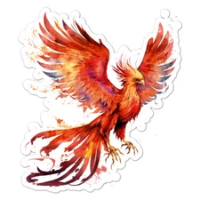 Phoenix Flames Bird, Vinyl Decal Sticker, Indoor Outdoor, 3 Sizes, #9326