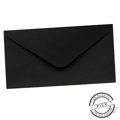 PIER PAPER Jet Black DL Envelopes x 30 120gsm 220mm x 110mm Premium Ideal Wedding Invite