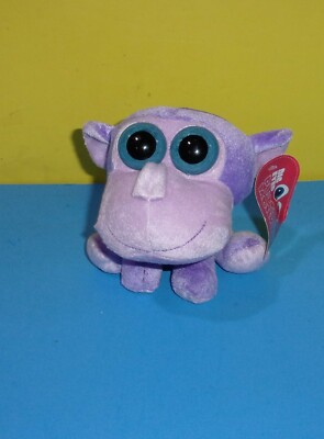 6''  Purple Dwarf Big Eyed Stuffed Plush Monkey