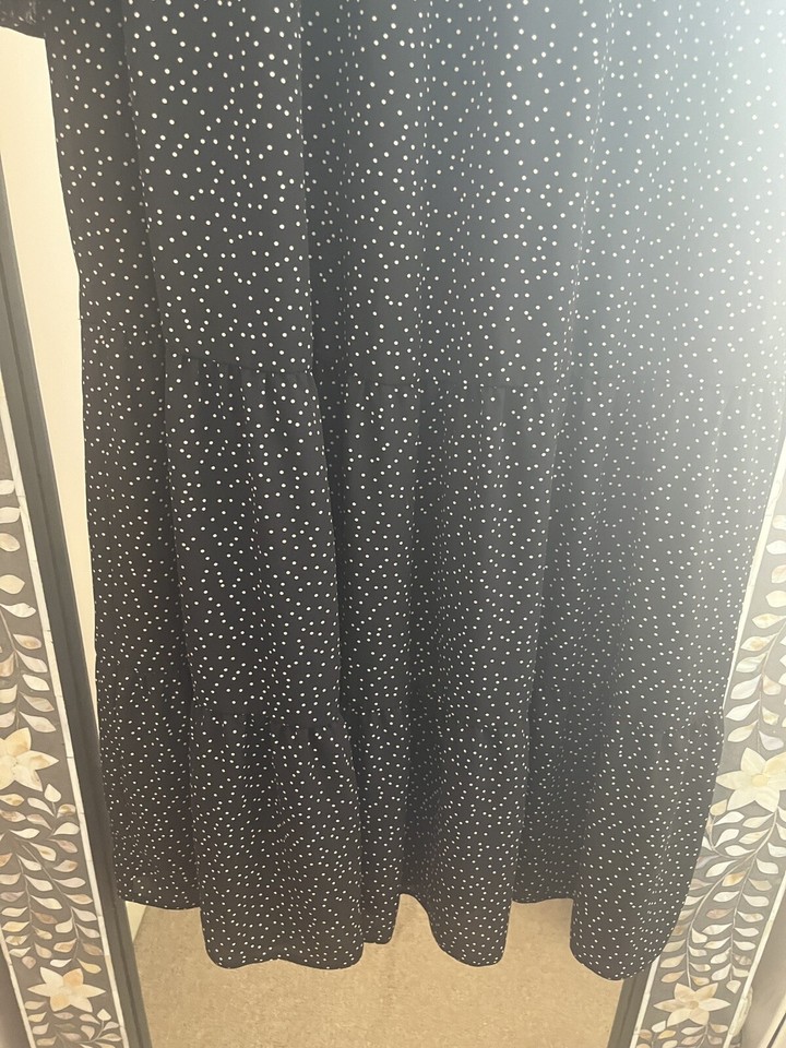 Ladies Primark Black Polka Dot Pussy Bow Maxi Dress Size 12 eBay