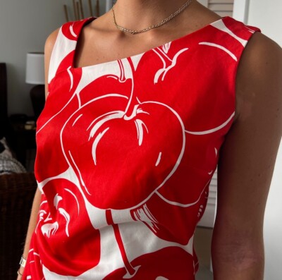 Max Mara Studio Woman's Cherry Motif Dress, Sleeveless