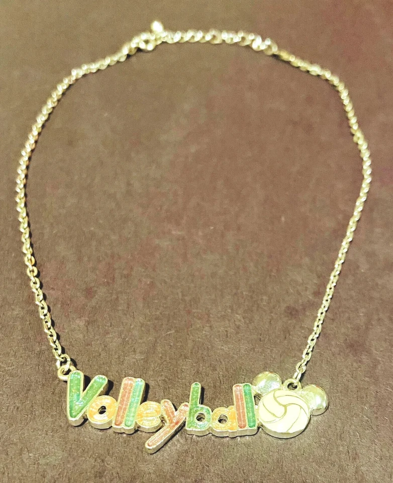 Collar Tono Plata Voleibol Mickey Mouse Parques Disney Retirado Usado Wow Foto 3 de 4