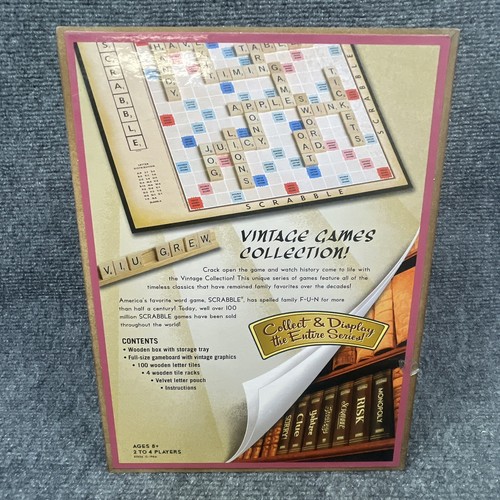 Scrabble Bookshelf Wooden Box Parker Brothers Crossword Vintage Game Collection - Picture 8 of 13