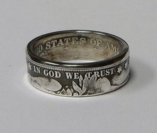 Coin ring "Handmade" from U.S. BARBER Silver US Half Dollar  in size 6-14
