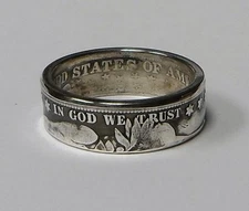 Coin ring "Handmade" from U.S. BARBER Silver  Half Dollar available in size 9-14