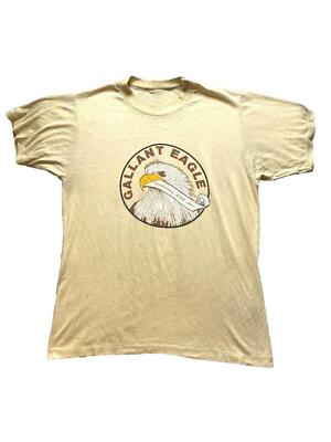 VTG Gallant Eagle Shirt Adult Small Beige Vanderberg AFB 1984 Single Stitch Mens