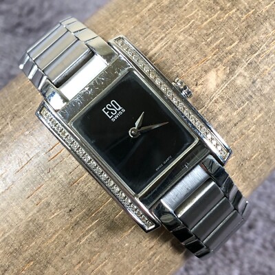 Women’s Movado ESQ watch ESQ by MOVADO Swiss Silver DIAMOND Bezel Black Dial Women main image 4