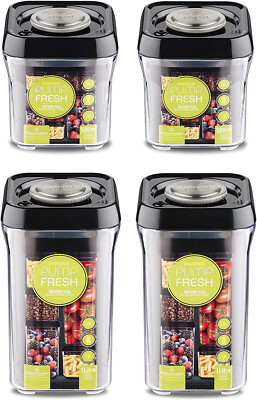 Grunwerg Pioneer Deluxe Vakuum-Set 4 Frische Vorratsbehälter Schwarz
