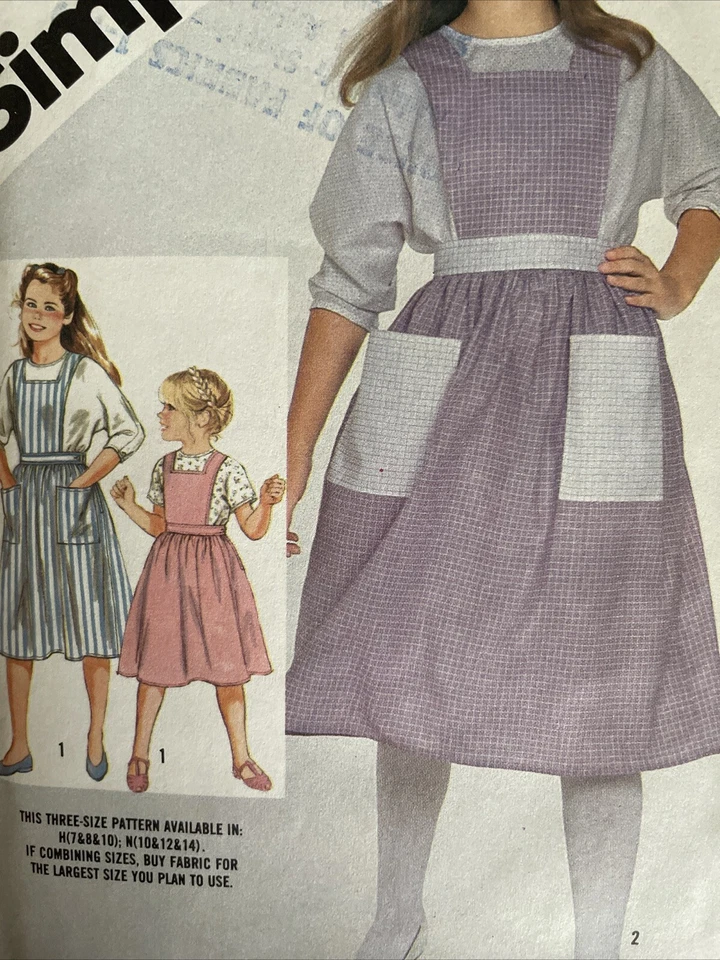 Vintage Simplicity 6303 NEW Girls Apron Jumper Back Button Blouse - Image 2 of 4