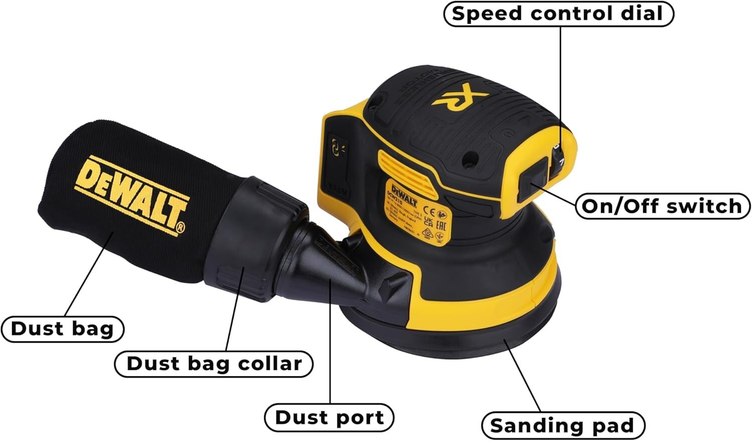 DEWALT DCW210N-XJ 18 V Li-ion Brushless Orbital Sander (No Battery or Charger) 4