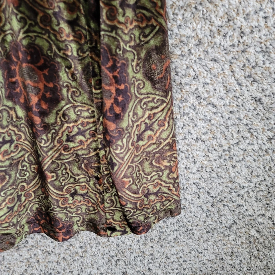 Top artístico portátil Bob Mackie para mujer pequeño de terciopelo verde manga larga cuello en V damas Foto 2 de 4