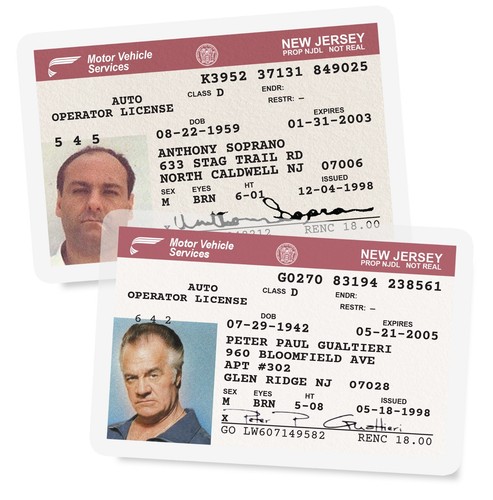 Tony Soprano Paulie Walnuts NJ Drivers License ID Card Sopranos New Jersey EBay