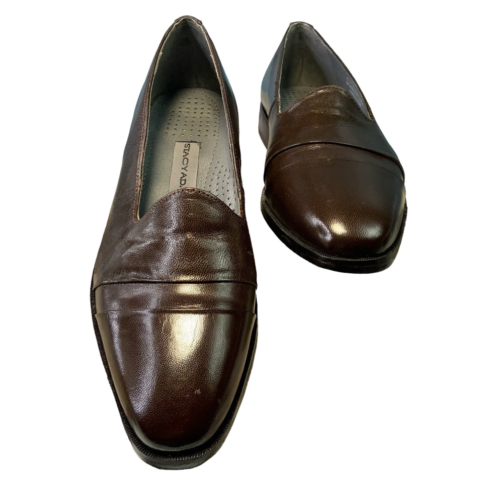 Mocasín de cuero para mujer Stacy Adams marrón puntera zapato de carrera talla 8M Foto 4 de 4