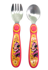 First Years Pink Yellow Minnie Mouse Bird Toddler Kid Fork Spoon Set 5.5"