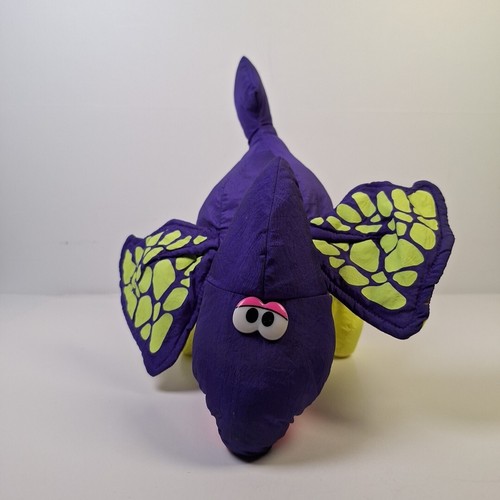 Vintage 1992 Fisher-Price Dino brüllt lila Pterodactylus Dinosaurier Plüsch 12 Zoll - Bild 1 von 16