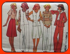 Misses Jacket TOP Vest SKIRT Pants Outfit McCall's 5418 Vtg 1977 Sewing Pattern