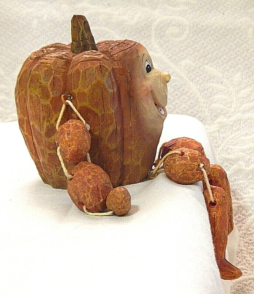 Vintage Vegetable Shelf Sitter Anthropomorphic Resin Figure Pumpkin