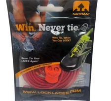 Nathan Lock Laces Reflective Elastic Shoelace Fasten System Red Water Resist NEW