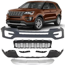 Front Bumper Cover Fascia Assembly Kit For 2016-2017 Ford Explorer Replacement