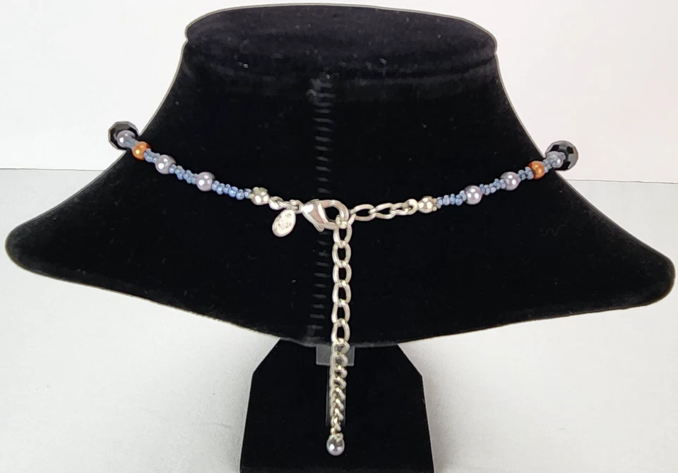 Collar Premier Designs Gris Plata Bronce Color Vidrio Cuentas Semilla 22" Foto 4 de 4