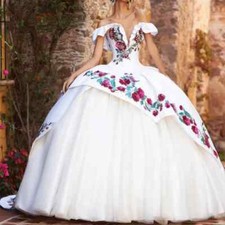 Sequin Floral Quinceanera Dresses Ball Gown Lace Applique Birthday Sweet 16