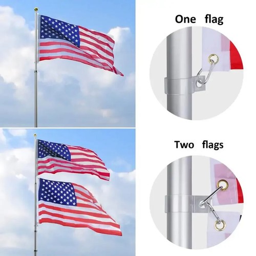 Telescopic Flagpole Silver Aluminum Adjustable Flagpole 30 Foot - Picture 2 of 4