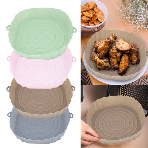 Air Fryer Silicone Pot Basket Oven Baking Tray Non Stick Liners Replacements SML - Picture 8 of 14