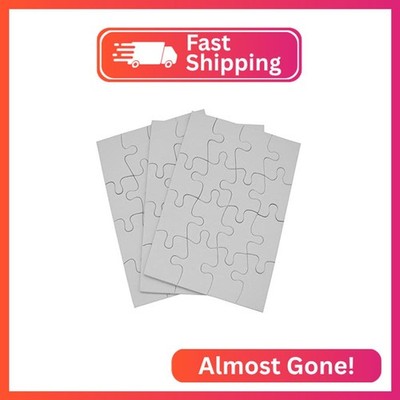 Inovart Puzzle-It 16-Piece Blank Puzzle, 12 Puzzles Per Package, 4'' x 5-1/2'', Wh