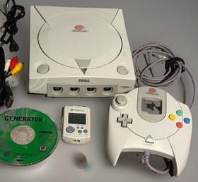 Sega Dreamcast HKT-3020 Console, Controller & VMU, For Parts/Repair*No Disc Read