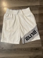 Nike Elite Boys Youth Medium Basketball Shorts White Gray Pockets Dri-FIT MINT