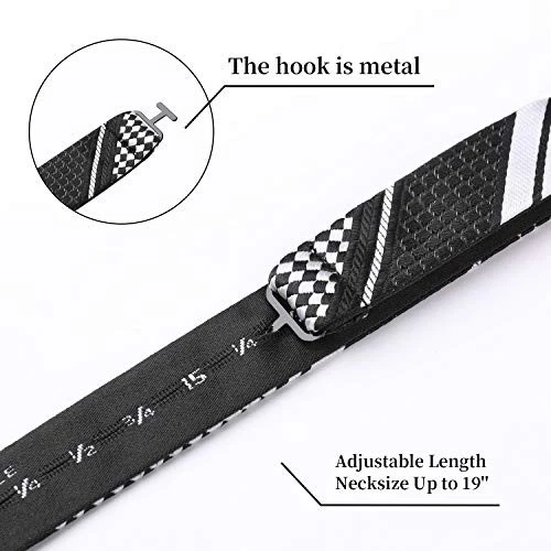 Bow Ties for Men Check Plaid Self Tie Bow Tie and One Size E-06 Navy Blue 2 - Image 4 of 4