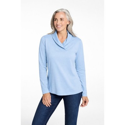 LL Bean Top Womens Medium Blue Pullover Timeless Classic Wardrobe Staple Coastal