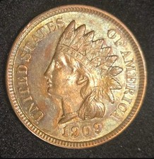 1909 Indian Head Cent - Beautiful Toned Example - FREE SHIPPING