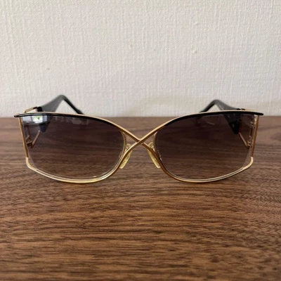 Lunettes de soleil CAZAL logo carré or noir homme authentique - Photo 1/4