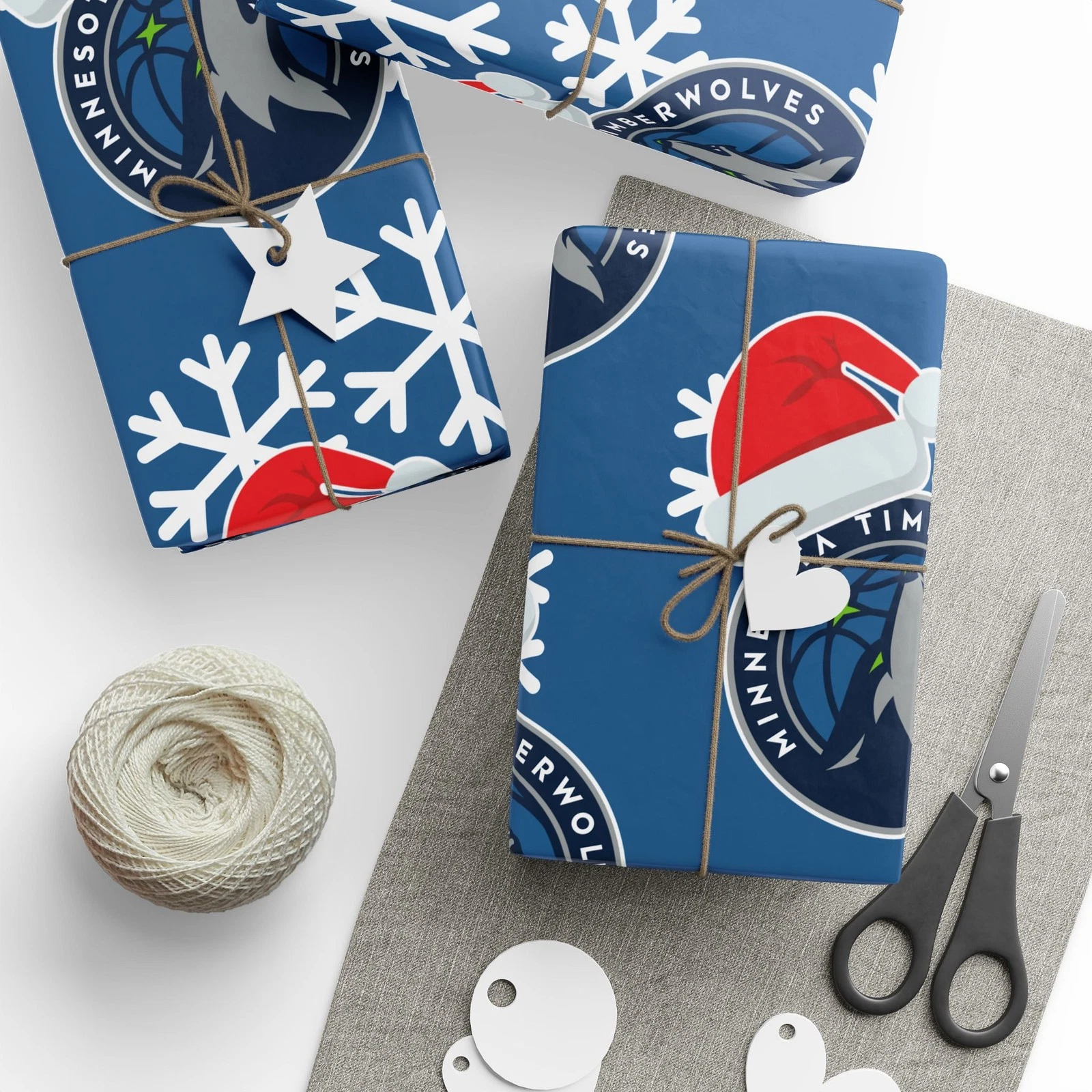 Minnesota Timberwolves Gift Wrapping Paper for Holidays, Christmas