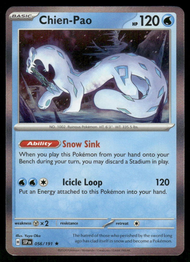 CHIEN-PAO 056/191 RARE SURGING SPARKS POKEMON HOLO NEAR MINT