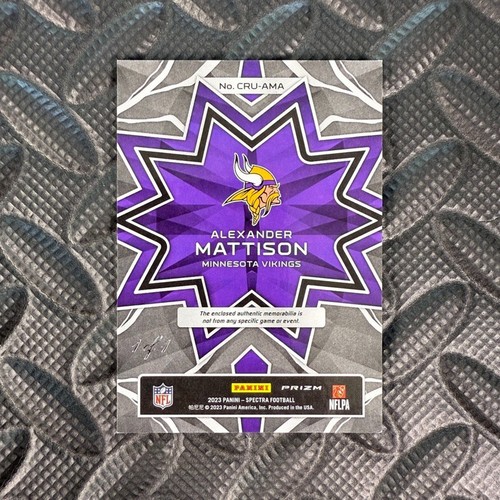 2023 Panini Spectra Alexander Mattison 1/1 Gold Vinyl Nike Laundry Tag 1 of 1 - Picture 2 of 2
