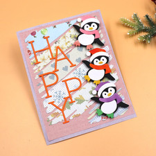Happy Penguin Die Cuts for Card Making Stamps Cutting Dies for DIY Paper Scrapbo